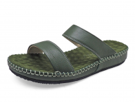 Sandals Flat SKC-16 Green Chamois Leather